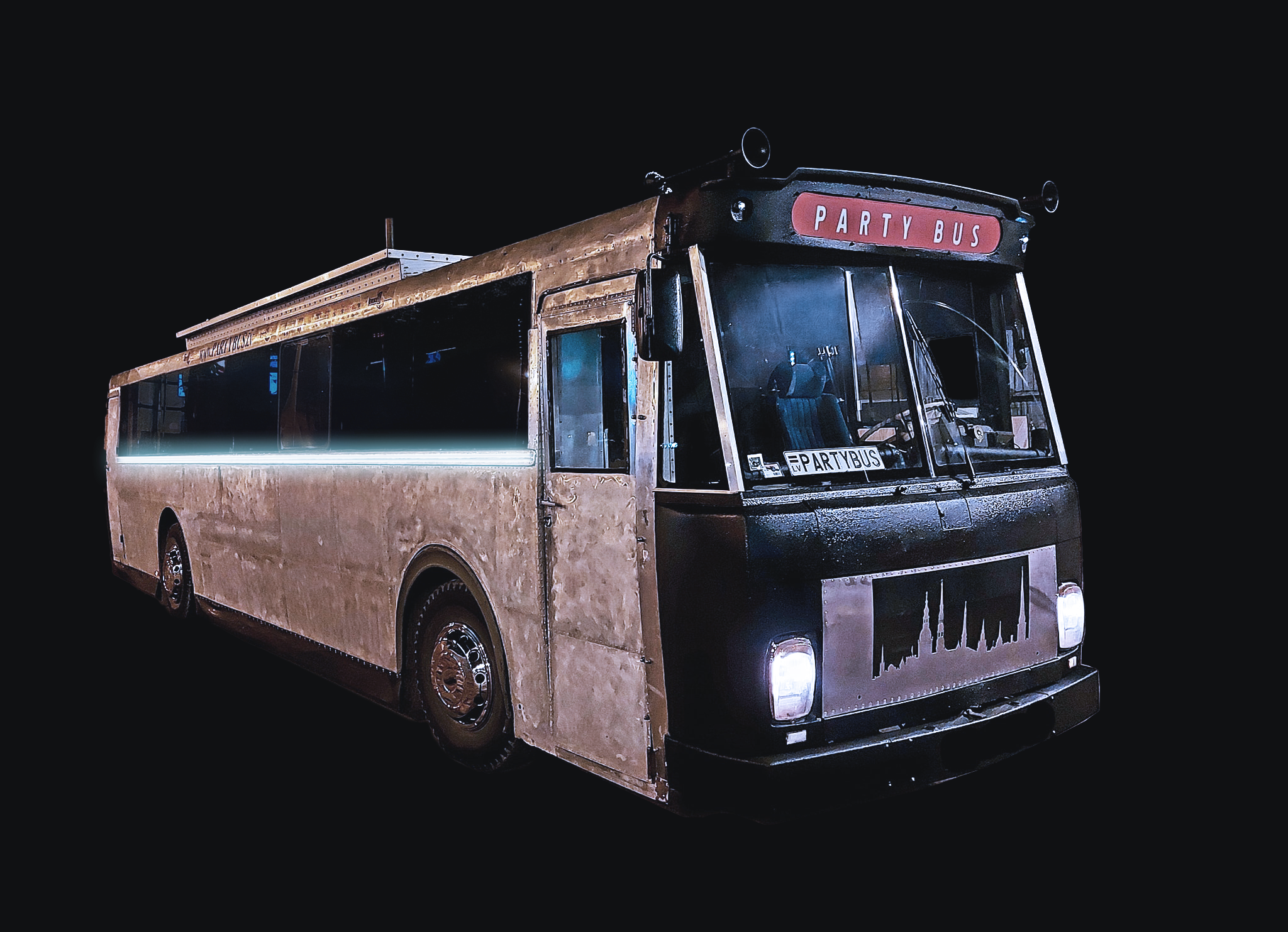 Partybus noma Rīgā – leģendārs ballīšu autobuss ar skatuvi uz jumta